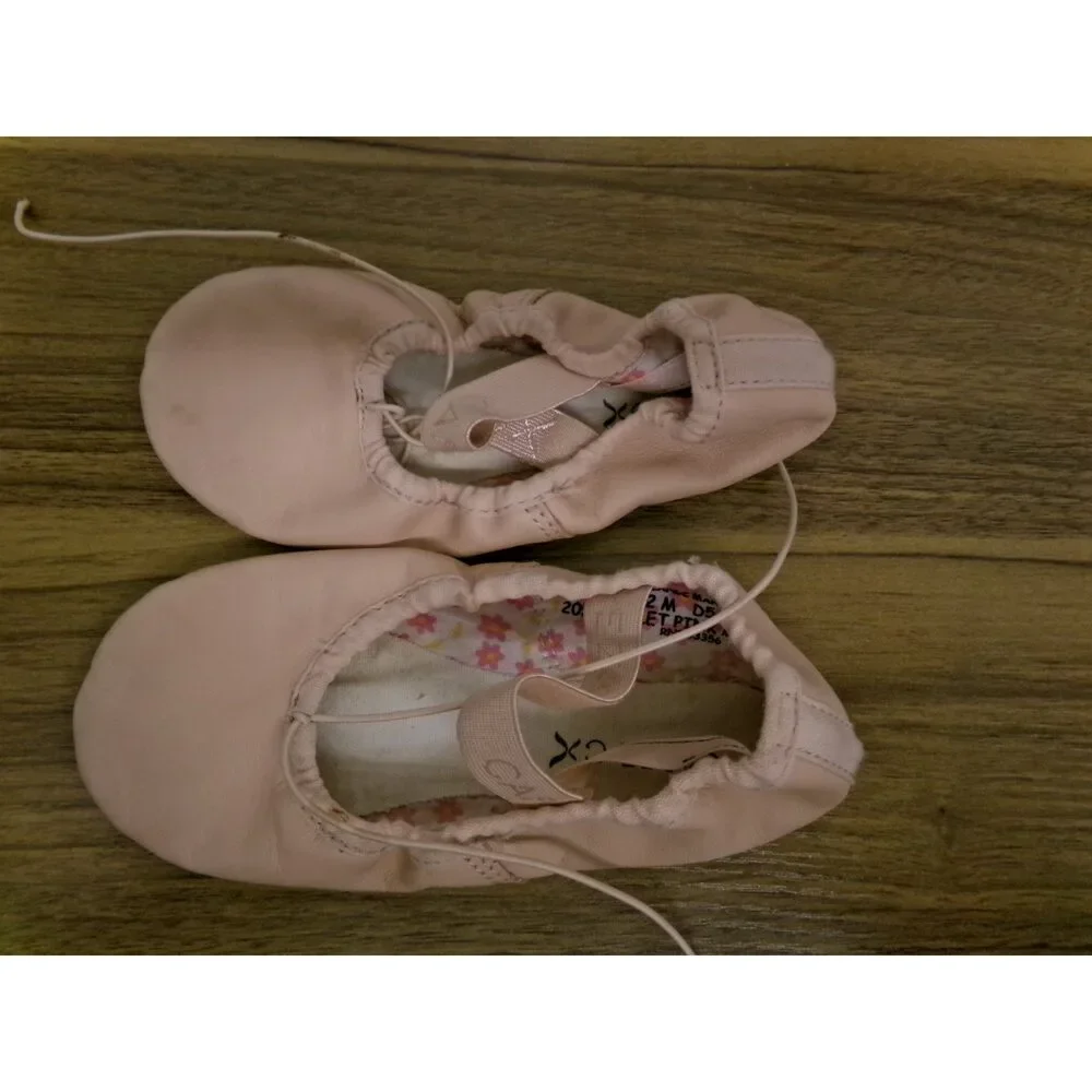Pre-Owned Dance Ballet Shoes Pink Capezio 205C Daisy Child 12M Leather Strap Fu